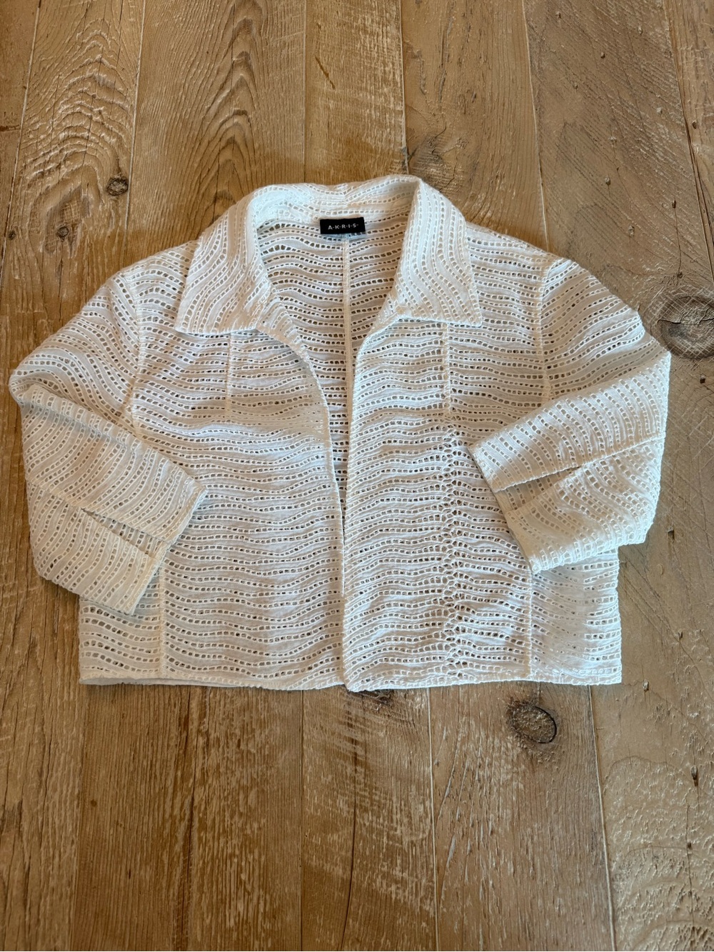 Akris White Open-Weave Cotton-Blend Cropped Sweater Jacket 4